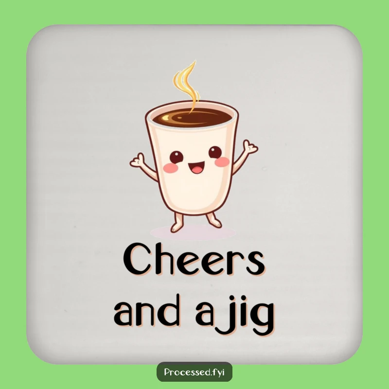 Funny Coffee Jig Coaster: Keep Surfaces Safe with Dancing Brew!