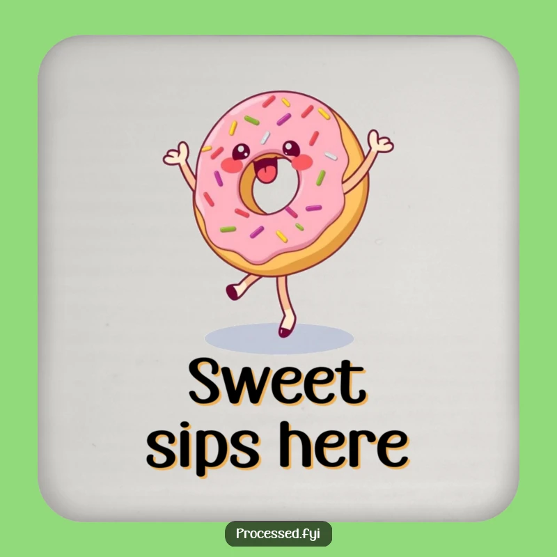 Funny Donut Dance Drink Coaster: Protect Surfaces with a Pirouetting Donut