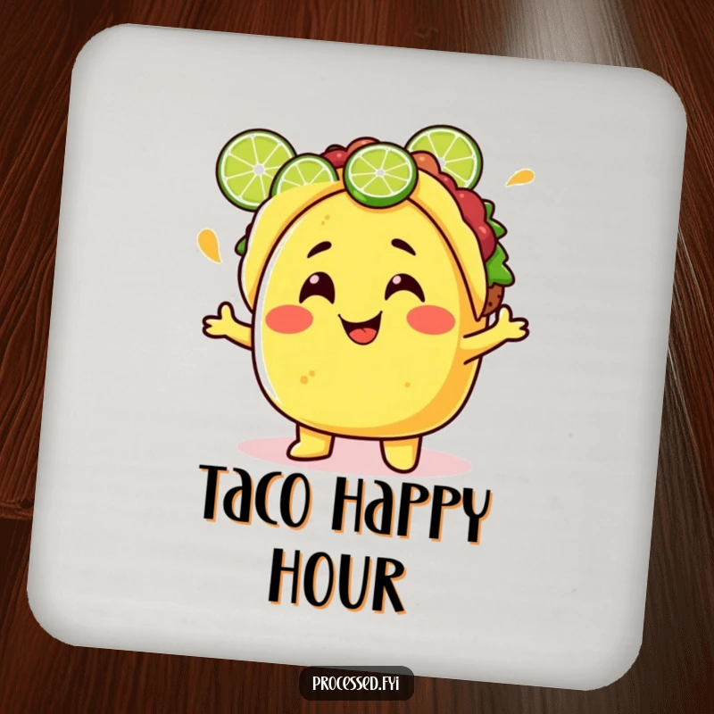 Funny Taco Drink Coasters featuring a juggling lime character, offering surface protection with a festive and humorous Mexican theme.