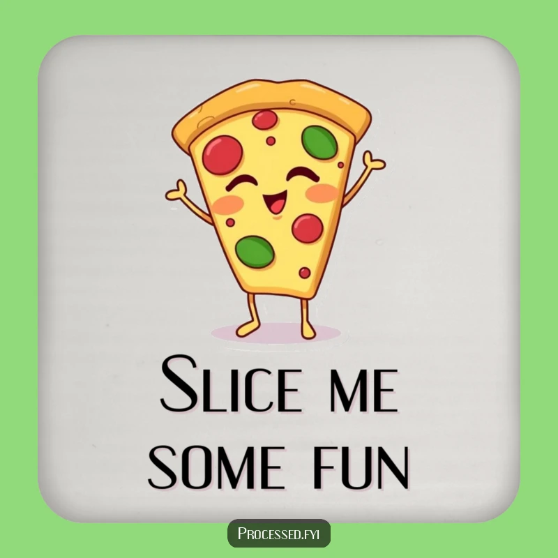 Funny Winking Pizza Slice Coaster: Protect Tables with Cheesy Charm
