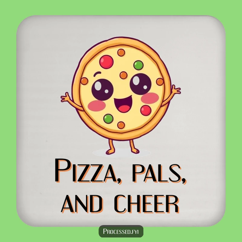 Funny Pizza Coaster Set: Dancing Slice Character Protection, Hilarious Drink Gift