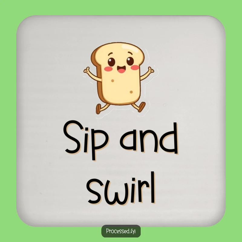 Funny Bread Roll Skipping Drink Coaster - Cheerful Carb Protector for Tabletops