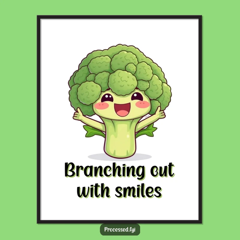 Funny Broccoli Waving Poster: Add Veggie Cheer to Your Walls