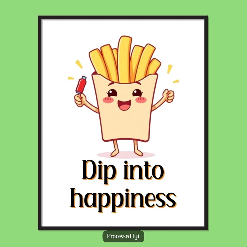 Funny French Fry Juggling Poster: Wall Art of Ketchup Comedy