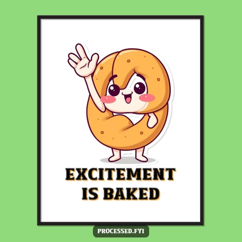 Funny Excited Pretzel Poster: Brighten Your Space with Cheer