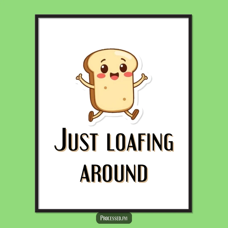 Funny Bread Roll Skipping Poster - Joyful Carb Character Art for Wall Cheer