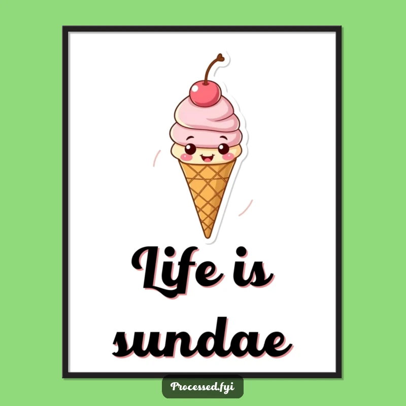 Funny Cheerful Ice Cream Poster: Cool Wall Art to Brighten Your Space