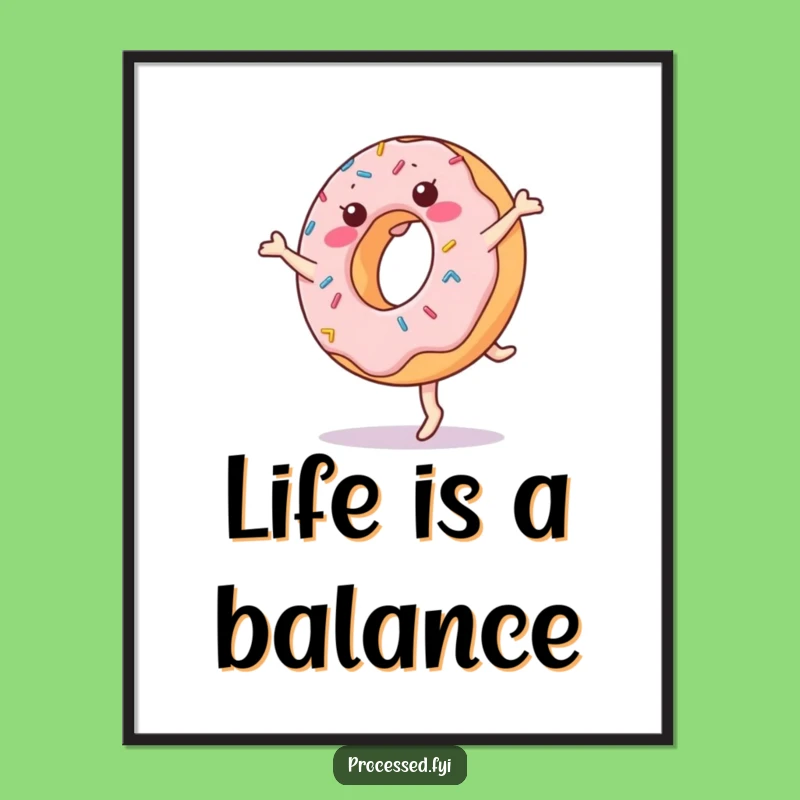 Funny Donut Cartwheel Poster: Vibrant Cartoon Art for Your Walls