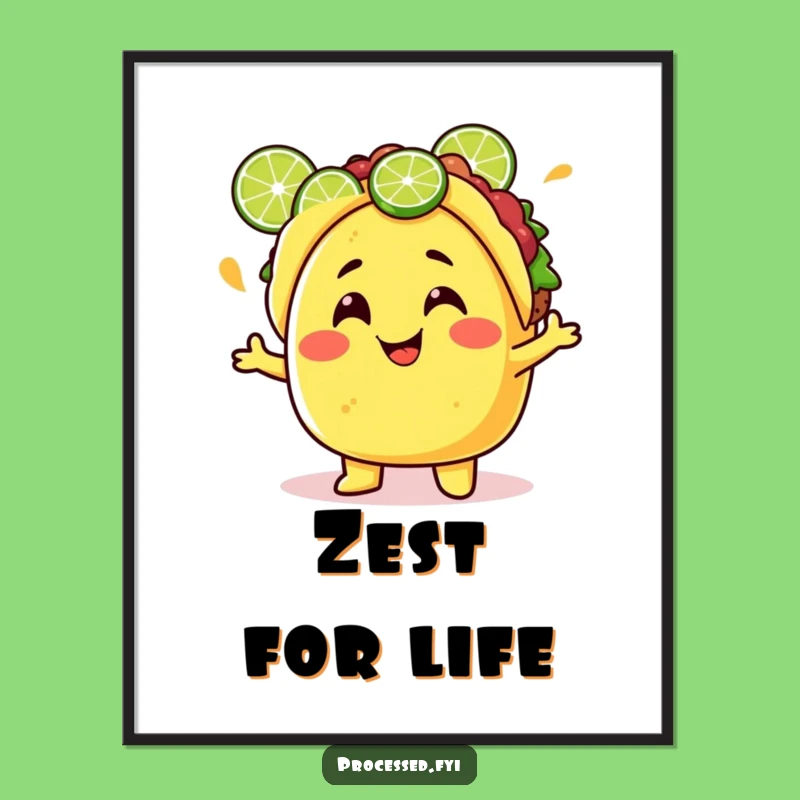 Funny Taco Poster: Juggling Lime Character Art, Perfect Quirky Gift!