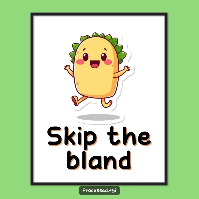 Funny Taco Skip Poster: Joyful Wall Art for Foodie Spaces