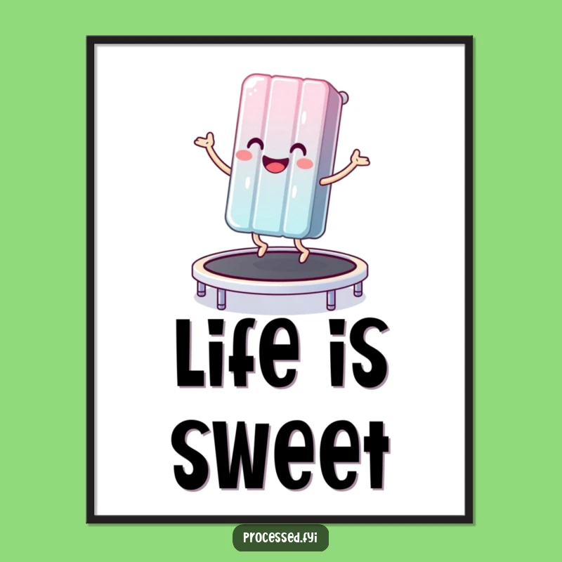 Funny Candy Bar Trampoline Poster - Cheerful Bouncer Art for Energetic Walls