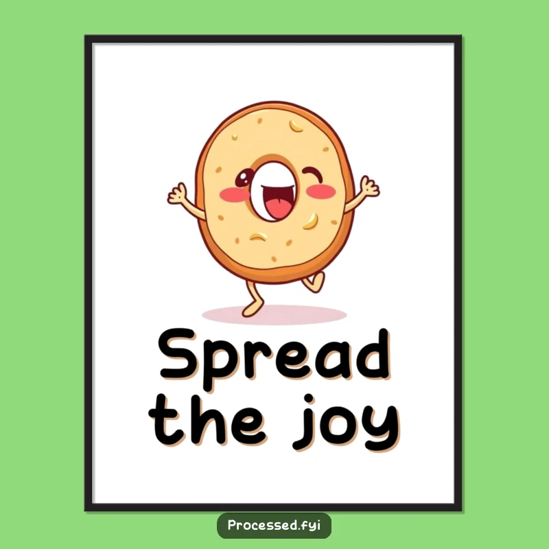 Funny Bagel Bounce Poster: Energetic Wall Art of a Tapping Bagel