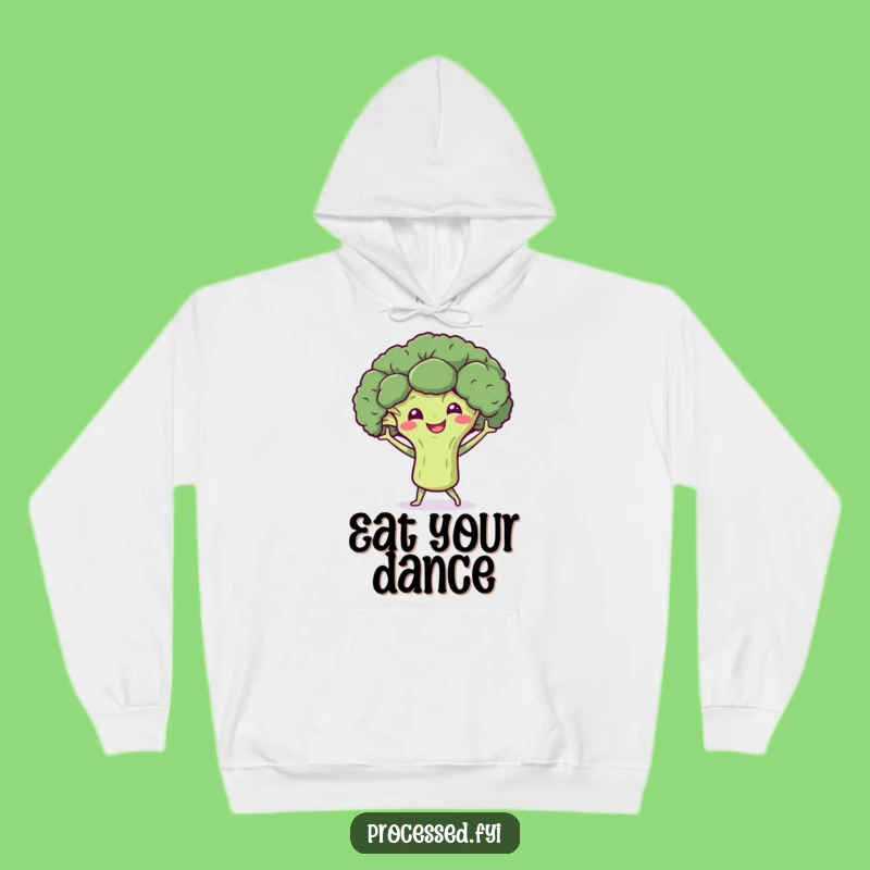 Funny Broccoli Dance Hoodie: Smiling Character Comfort Gift