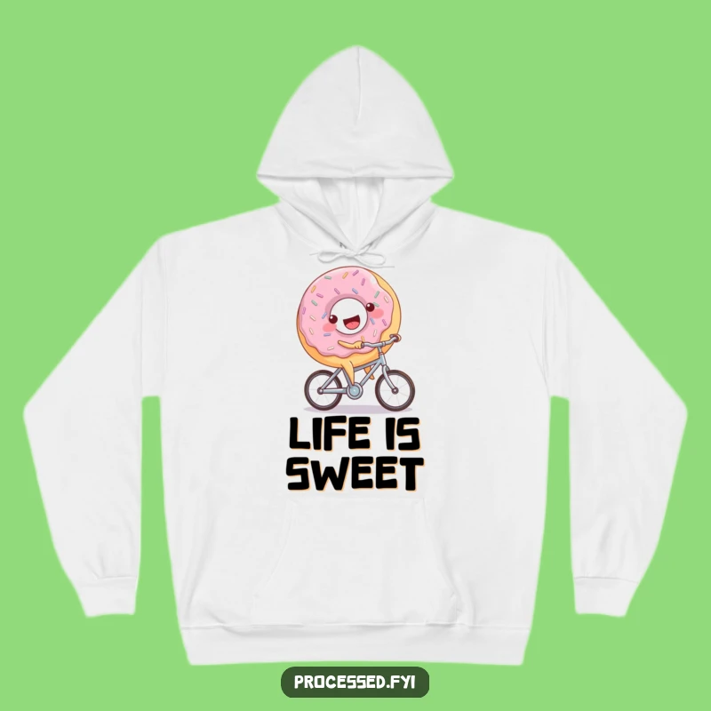 Funny Donut Bicycle Hoodie: Joyful Sprinkled Rider Sweatshirt