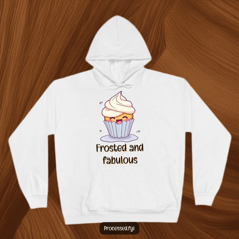 Funny Giggle Cupcake Hoodie: A wonderfully happy cupcake, giggling with overflowing frosting as it spins with glee.