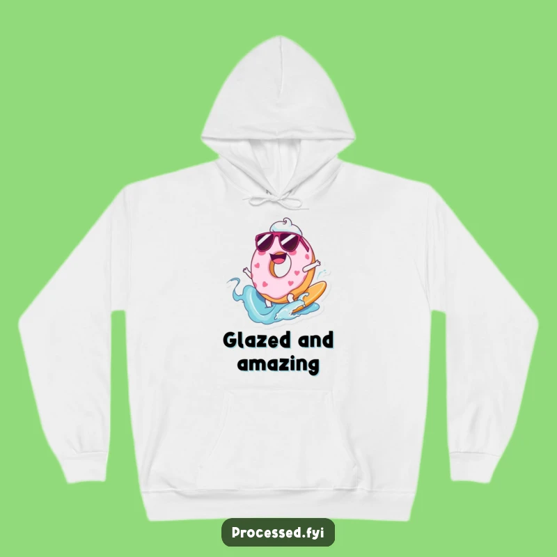 Funny Joyful Donut Surfer Hoodie: Stay Cozy While Riding the Frosting Wave!