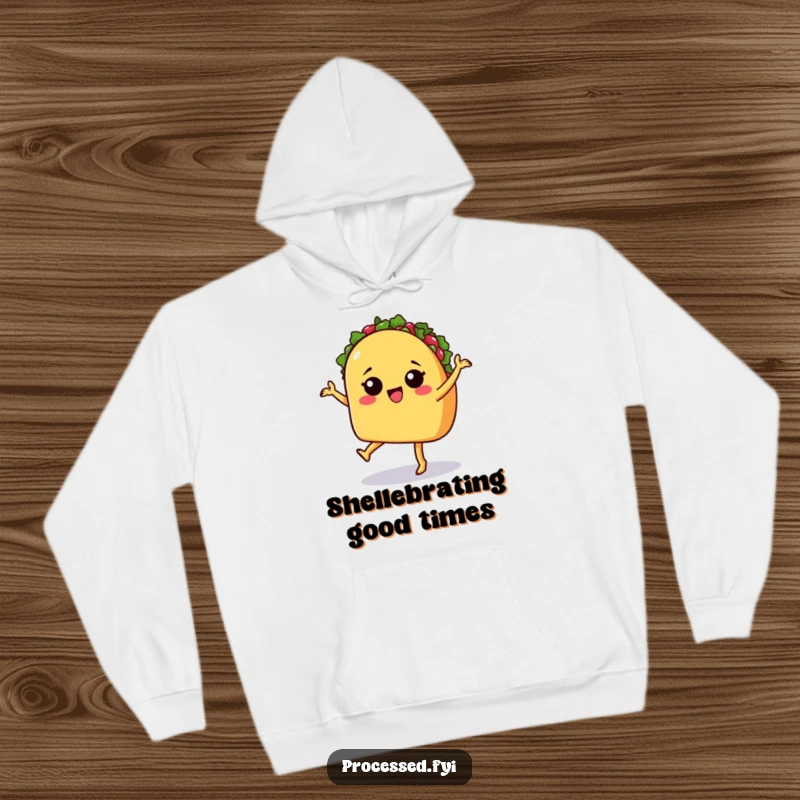 Funny hoodie featuring a sassy taco with legs dancing the salsa, perfect for adding flair and warmth.