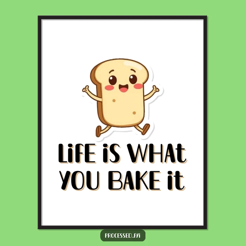 Free Printable Wall Art: Cheerful Bread Roll Skipping Funny Downloadable Artwork