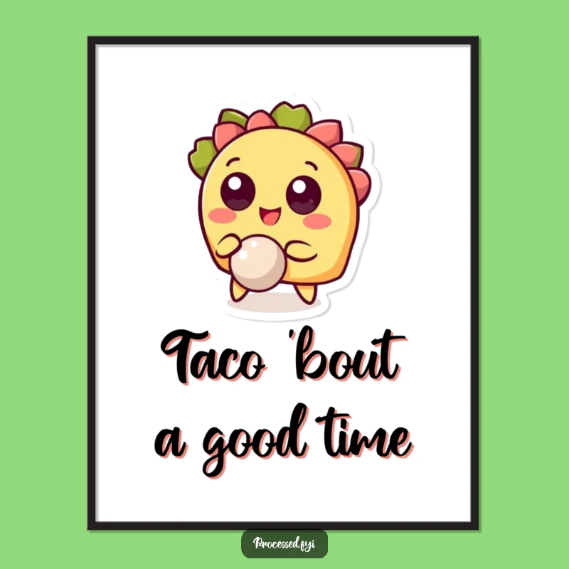 Free Printable Wall Art: Cheerful Taco Bouncing - Humorous Downloadable Decor