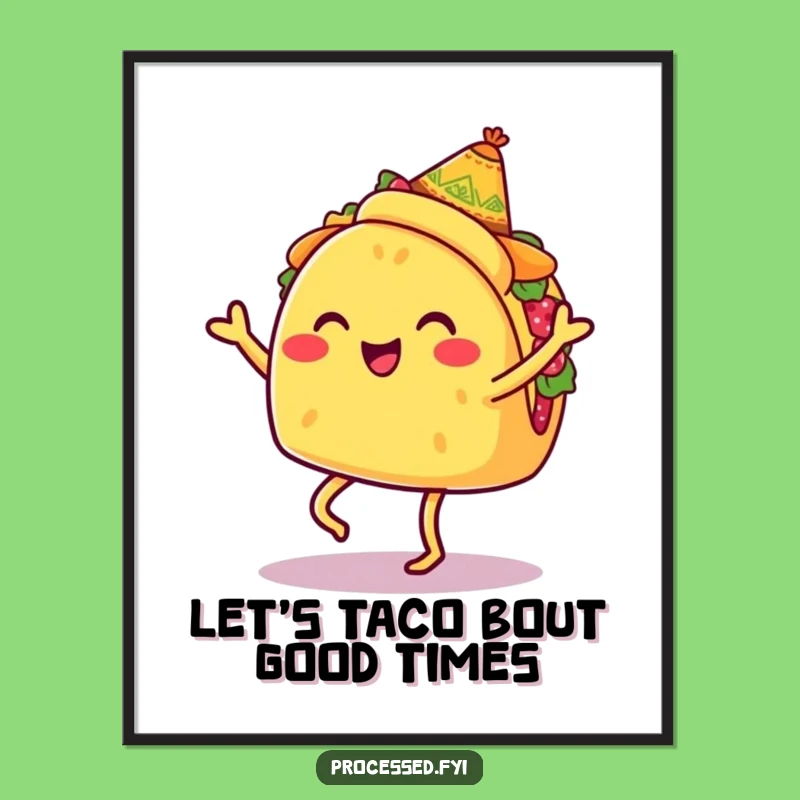 Free Printable Wall Art: Funny Taco Jigging Downloadable Decor for a Humorous Home