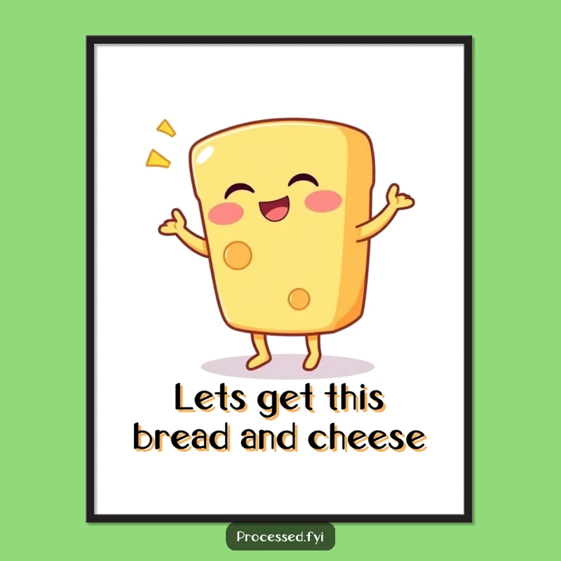Free Printable Wall Art: Giggling Cheese Dancing Funny Downloadable Artwork