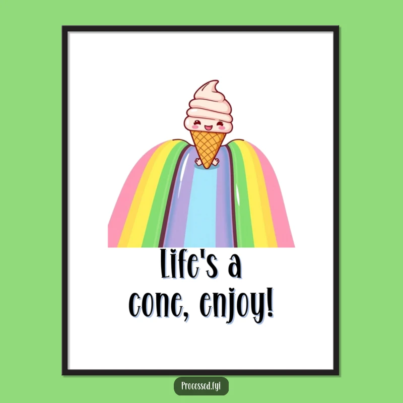 Free Printable Wall Art: Rainbow Ice Cream Cone - Whimsical Downloadable Decor!