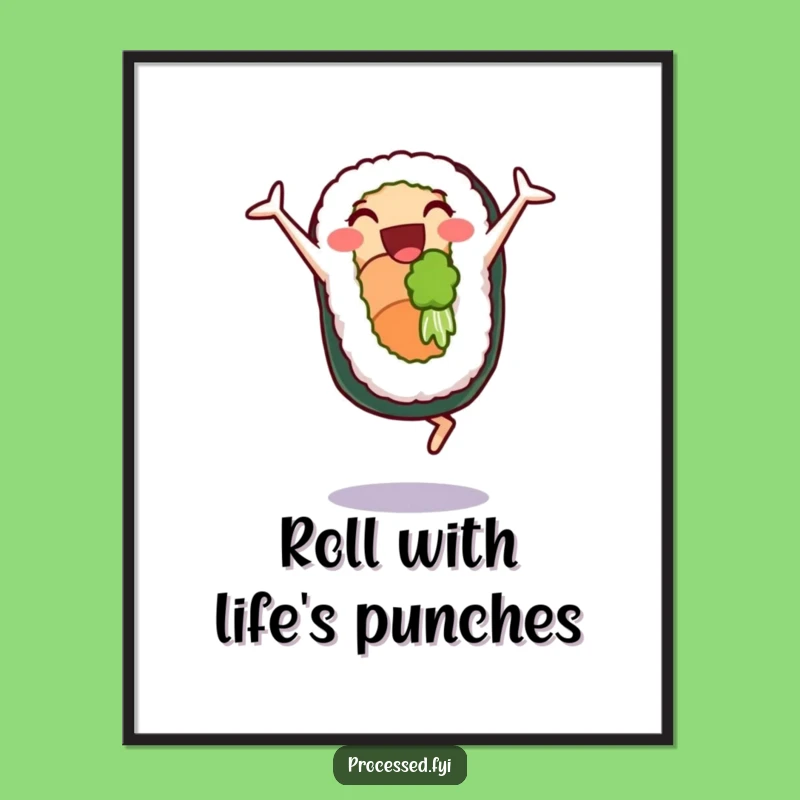 Free Printable Wall Art: Sushi Cartwheel Fun - Humorous Downloadable Decor