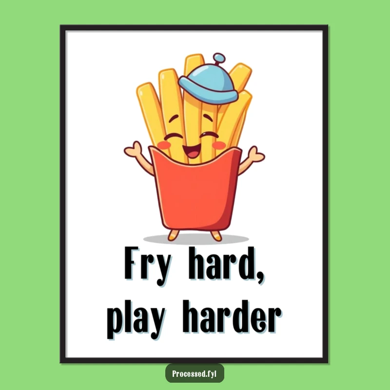 Funny Free Printable French Fry Wall Art - Winking Fry Decor Downloadable