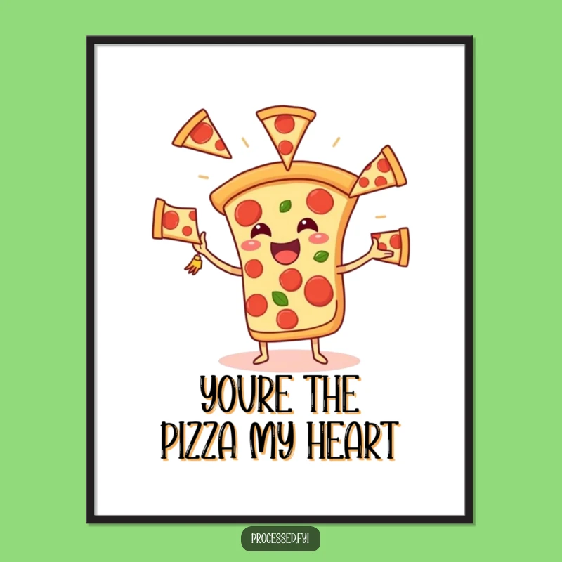 Funny Free Printable Pizza Wall Art - Juggling Pepperoni Joyful Downloadable Decor Gift