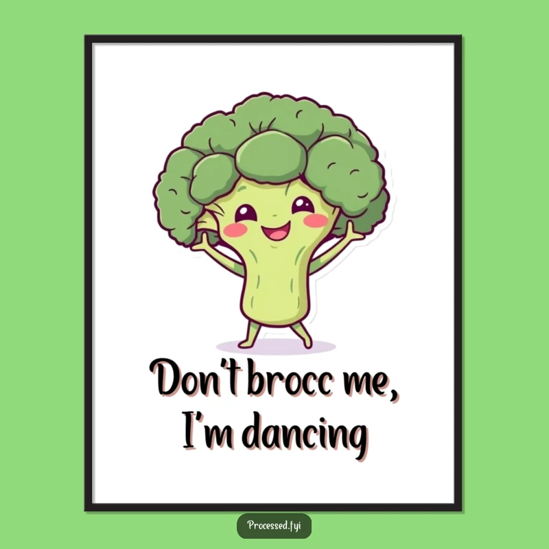 Funny Free Printable Wall Art: Dancing Broccoli - Quirky Downloadable Decor for a Healthy Laugh