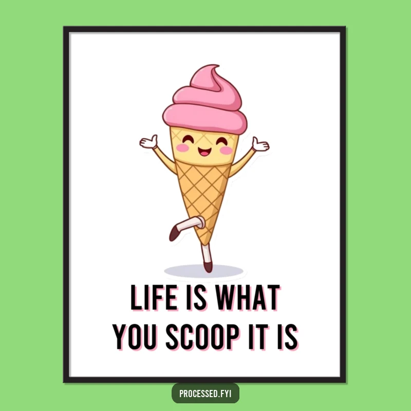 Funny Free Printable Wall Art: Dancing Ice Cream Humorous Downloadable Art Gift