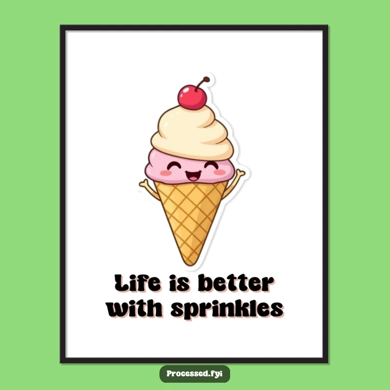 Funny Free Printable Wall Art: Shimmying Ice Cream Cone - Downloadable Sweet Decor!