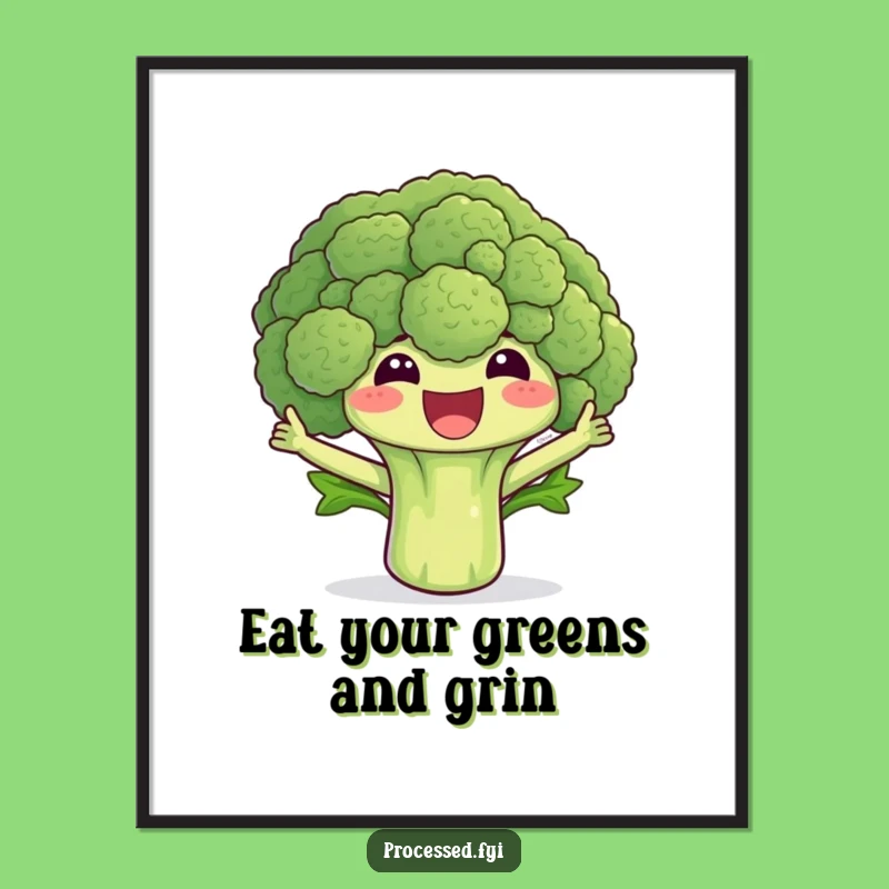 Funny Free Printable Wall Art: Waving Broccoli - Hilarious Downloadable Home Decor