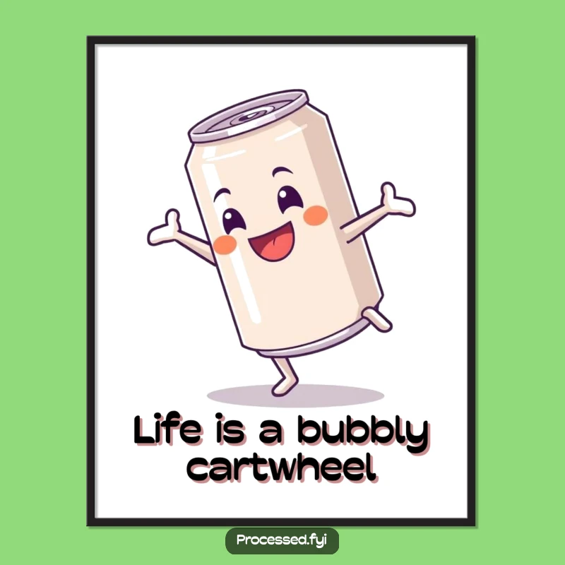 Funny Free Printable Wall Art: Soda Can Cartwheel Downloadable Decor for Bubbly Vibes