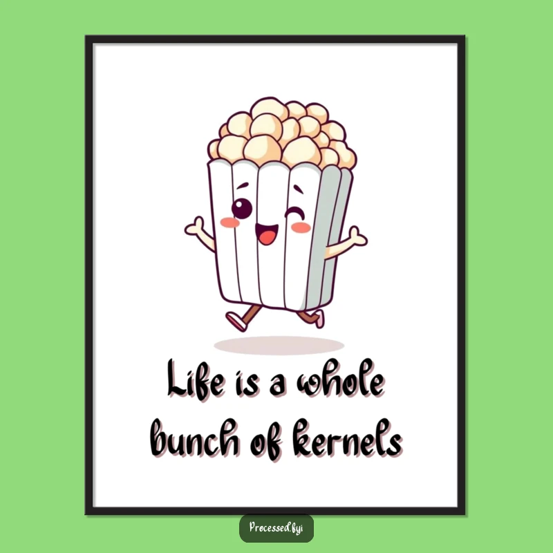 Funny Free Printable Wall Art: Hopping Popcorn Humorous Downloadable Art Gift