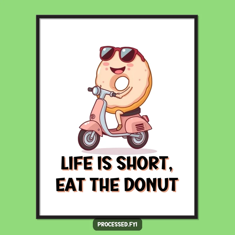 Cool Free Printable Donut Wall Art - Scooter Riding Fun Downloadable Decor Gift