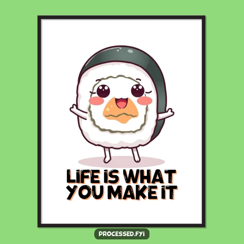 Free Printable Funny Sushi Wall Art: Dancing Sushi Roll Joyful Decor Downloadable Art!