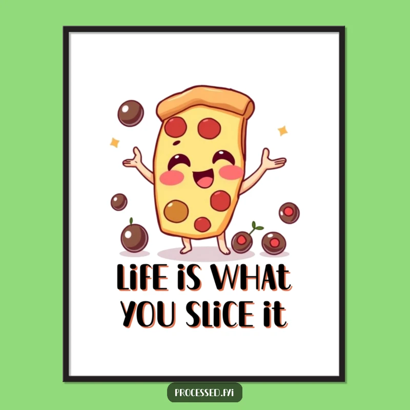 Funny Free Printable Wall Art: Playful Pizza Slice Juggling, Quirky Downloadable Art for Foodies!