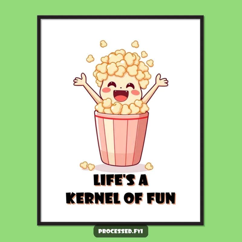 Free Printable Popcorn Wall Art - Funny Downloadable Snack Decor Gift