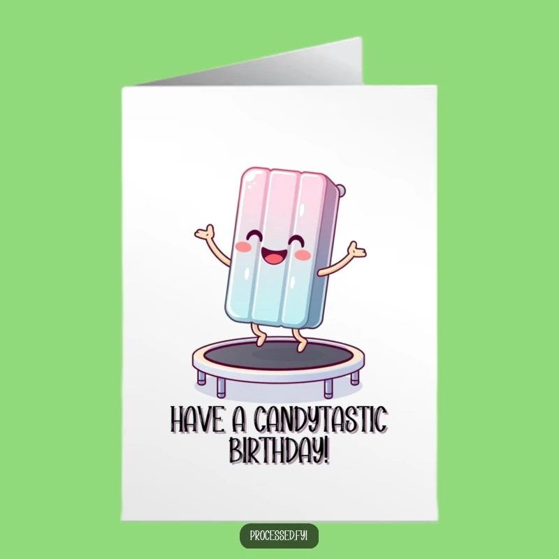Free Printable Birthday Card: Candy Bar Bouncing Funny Downloadable Gift