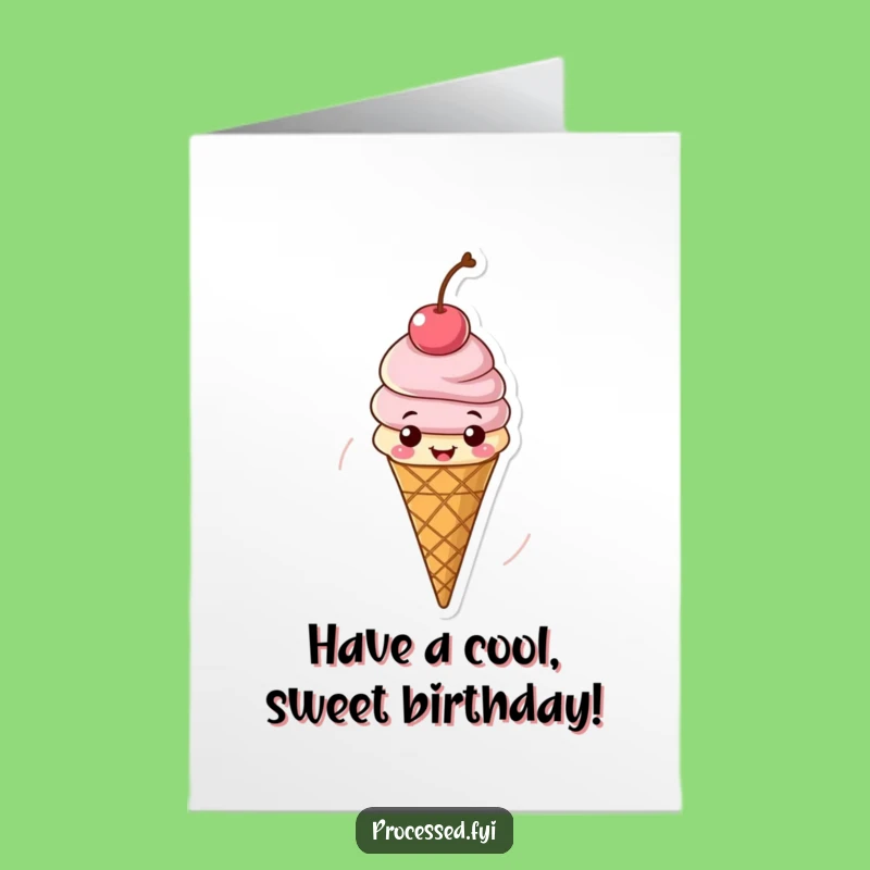 Free Printable Birthday Card: Spinning Ice Cream Funny Downloadable Gift