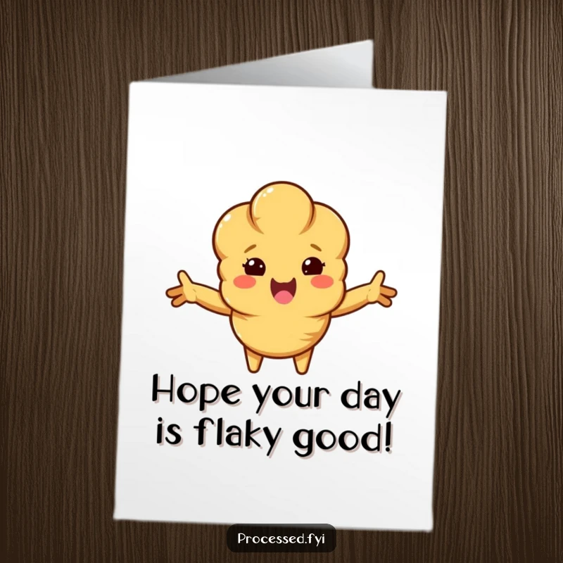 Funny Free Printable Croissant Birthday Card: A beaming, anthropomorphic croissant with arms wide open, ready for birthday hugs.