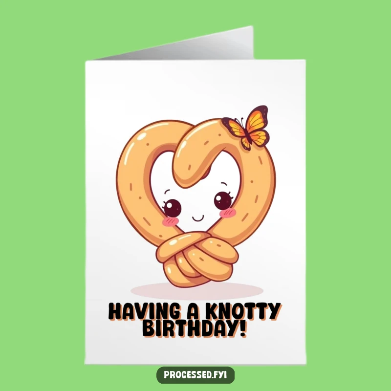 Free Printable Funny Birthday Card: Curious Pretzel - Have a Knot-ty Day!