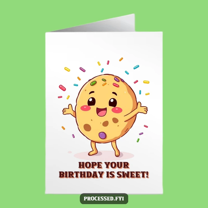 Free Printable Birthday Card: Cookie Juggling Sprinkles Funny Downloadable Gift