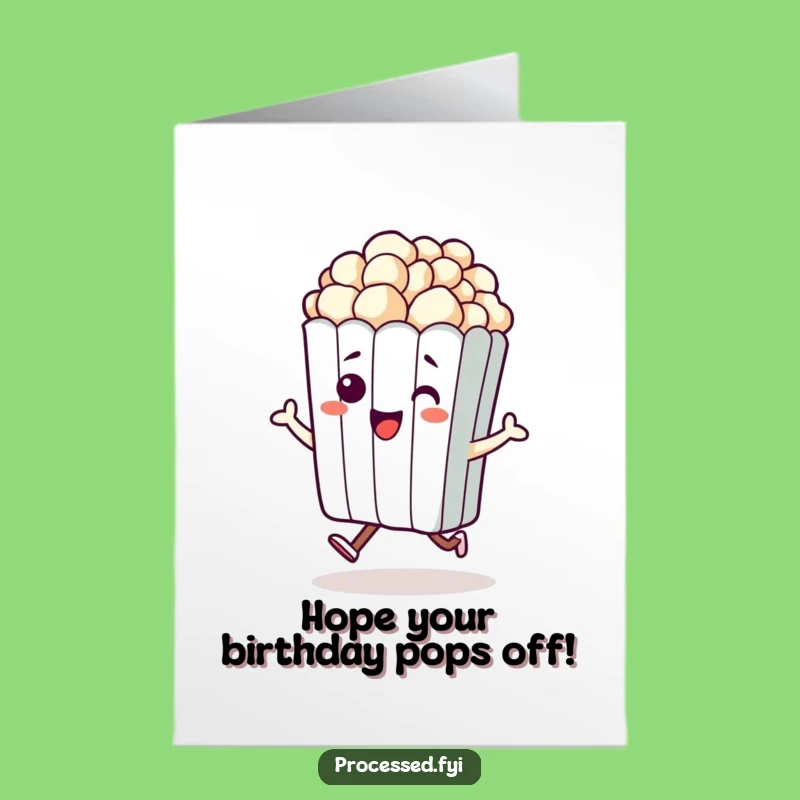 Free Printable Birthday Card: Hopping Popcorn Humorous Downloadable Gift