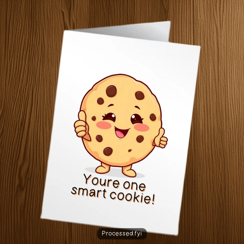 Funny Free Printable Birthday Card: Cheerful cookie character winks and gives a thumbs-up, wishing a happy birthday with a warm smile.