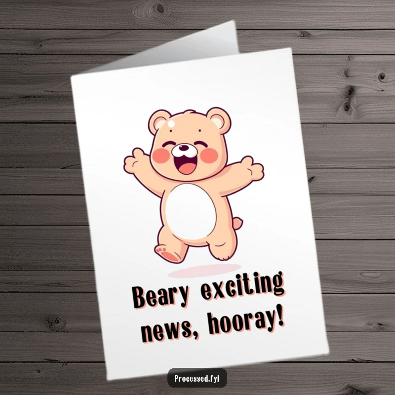 Funny Free Printable Congrats Card: A bouncy gummy bear with exaggerated joy, performing a happy somersault, celebrating.