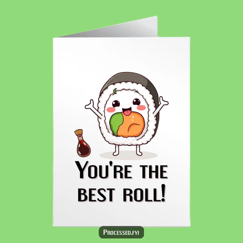 Free Printable Congrats Card: Sushi Roll Wave Downloadable Gift for Celebrating Success