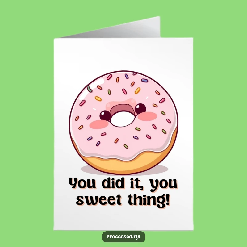 Free Printable Funny Donut Congratulations Card: Bouncing Donut Triumph Downloadable Gift!