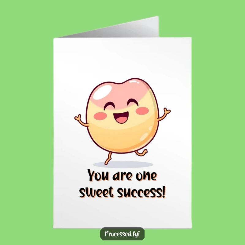 Free Printable Funny Jelly Bean Congratulations Card: Hopping Jelly Bean Triumph Downloadable Gift!